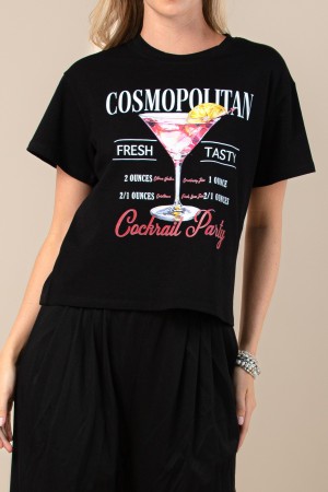 T1622-5996 / Nylon Apparel<br/>Cosmopolitan Cocktails Print Sweat Shirt Top