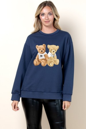 T1655-6089 / Nylon Apparel<br/>Karter Twin Bears Print Sweat Shirts