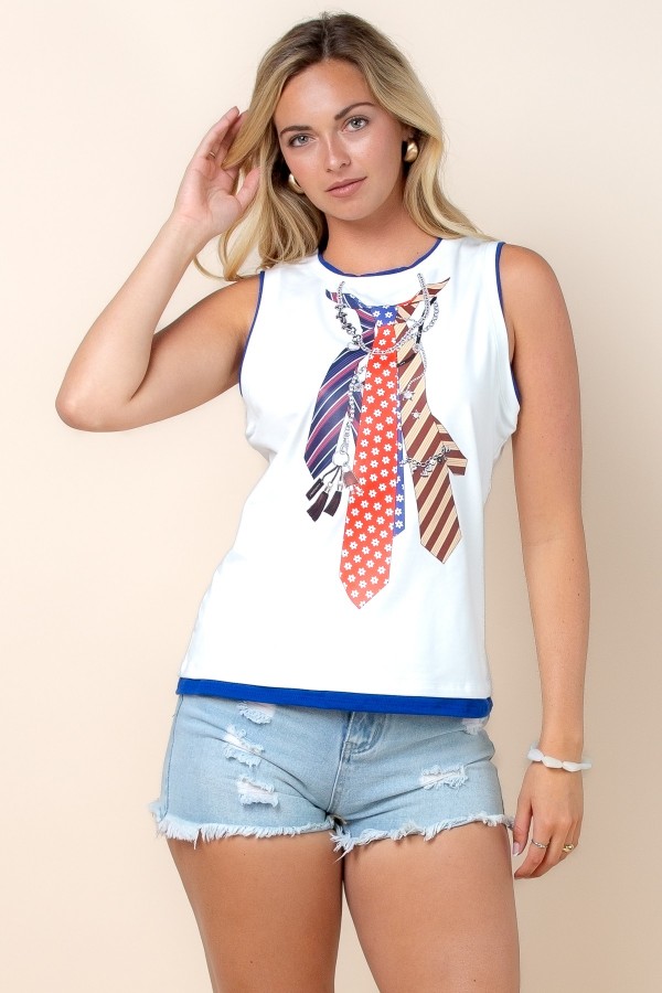 T1690-7152 / Nylon Apparel<br/>Matilda Three Necktie Print Double Color T Shirts