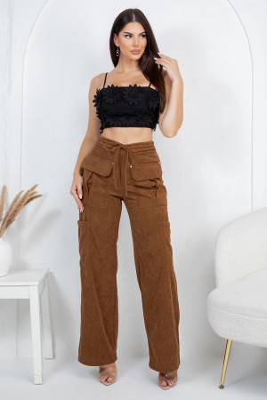 BP-25166 LISE / BALBOA<br/>HIGHT WAIST CORDUROY LOOSE CARGO PANTS