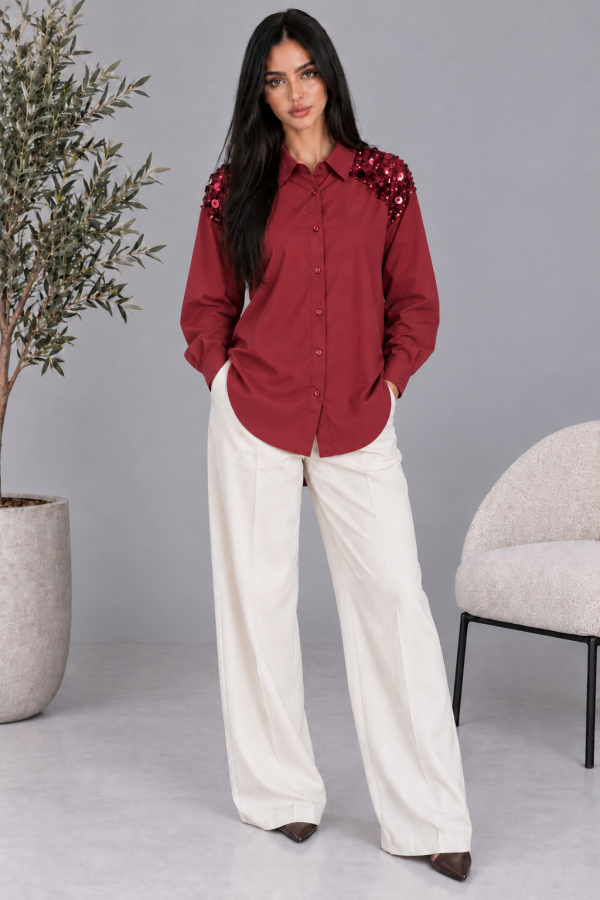 BT-26209 AITANA / BALBOA<br/>Aitana Sequin Trim Poplin Blouse