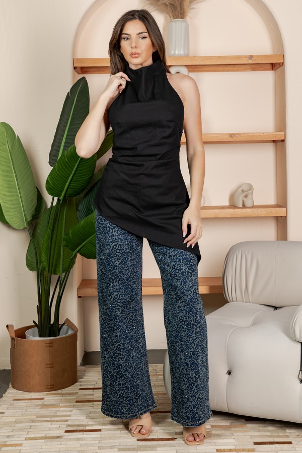 BT-26236 TITO / BALBOA<br/>Tito Asymmetrical Open-Back Knit Top