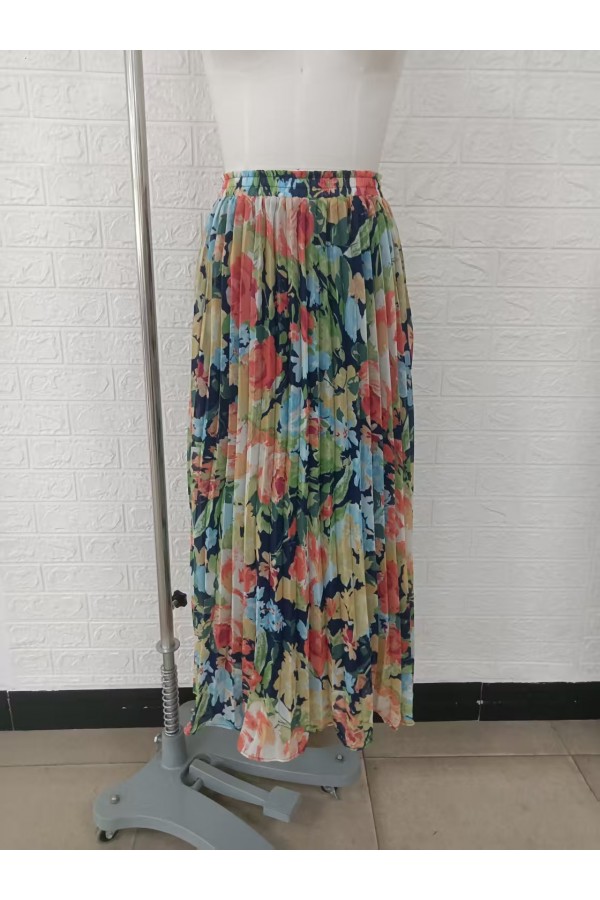 AK521K / RIVIR<br/>Pleated Printed Skirt