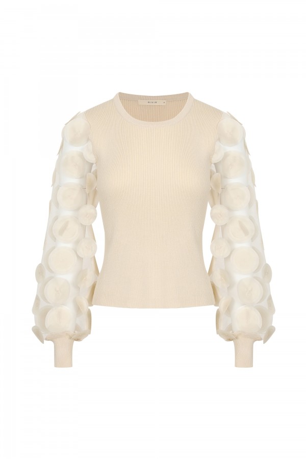 AK568T / RIVIR<br/>Long Sleeve Top with mesh detail
