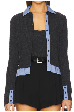 AM1202J / RIVIR<br/>Josette Mixed Media Cable Knit Cardigan
