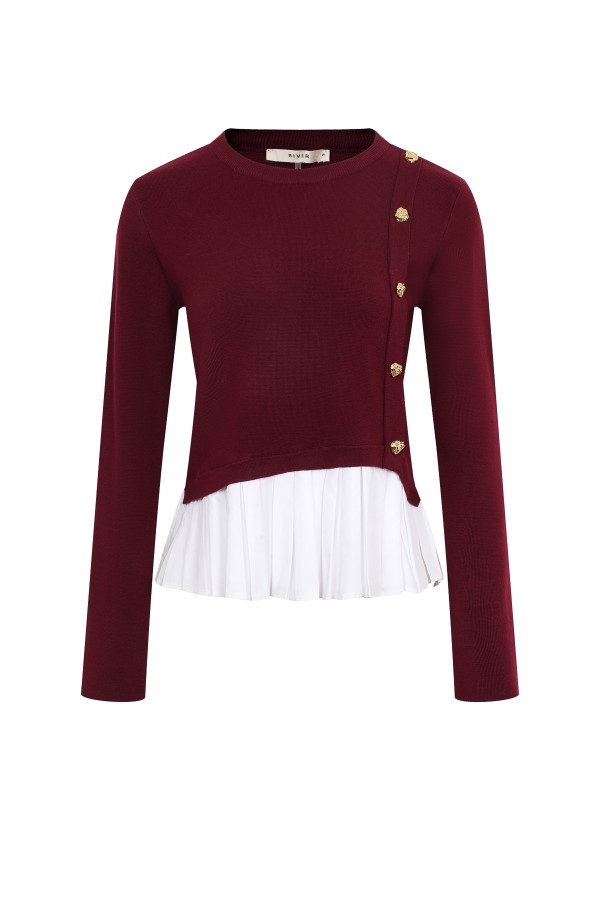AW634T / RIVIR<br/>Bellara Mixed Media Long Sleeve Top