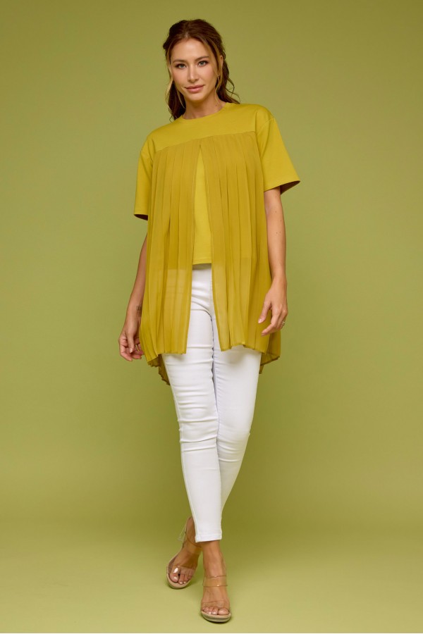 CK316T / RIVIR<br/>Maisie Pleated Short Sleeve Top