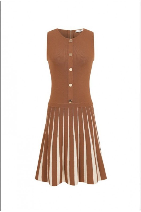 DI133 / RIVIR<br/>Knit Two Tone Mini Dress