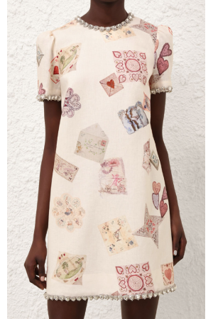 DO193 / RIVIR<br/>The Heirloom Printed Rhinestone Embellished Short Sleeve Dress