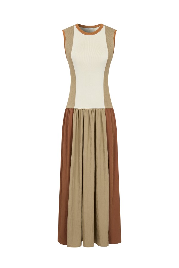 DO245 / RIVIR<br/>Slvls Colorblock Knit Midi Dress