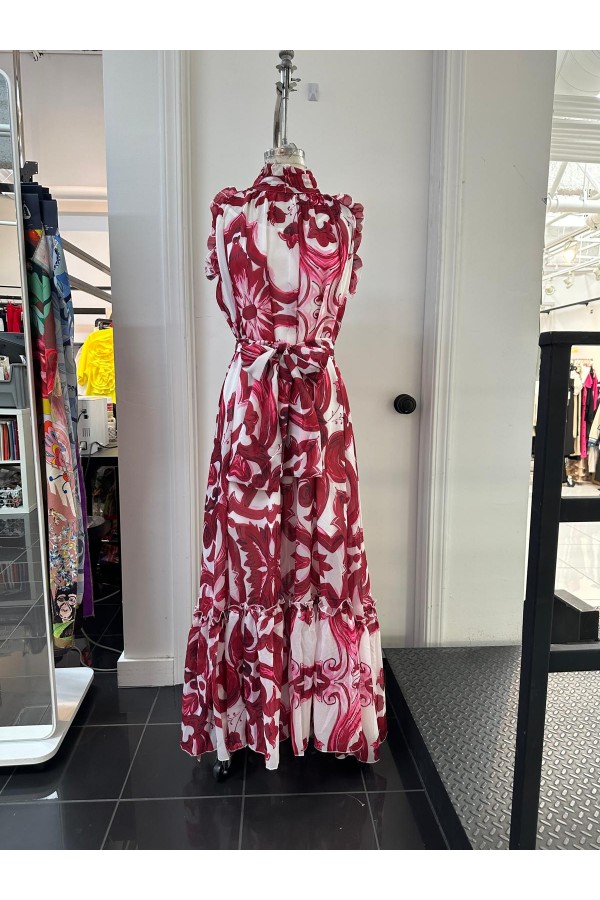 DO279 / RIVIR<br/>Woven Slvls Midi Dress With Ruched Waist Band