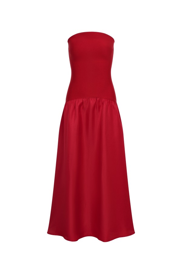DS041 / RIVIR<br/>Strapless Twofer Midi Dress