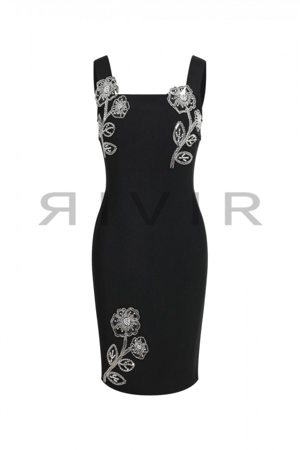 DS042 / RIVIR<br/>bandage sleeveless dress with flower detail