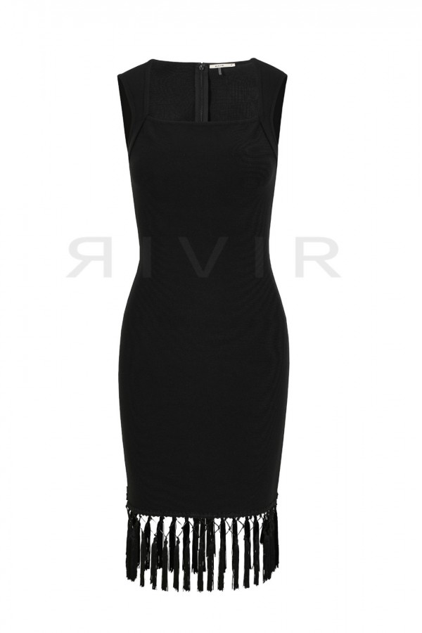 DS049 / RIVIR<br/>bandage sleeveless dress with fringe detail