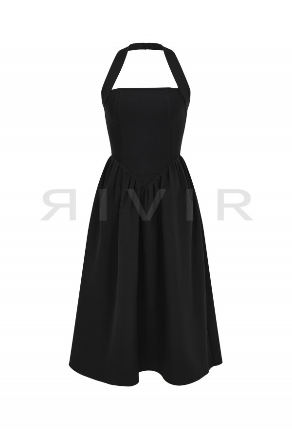 DS058 / RIVIR<br/>Halter neck flared bandage dress