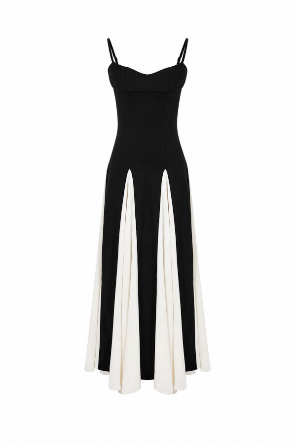 DS078 / RIVIR<br/>Bandage Contrast Godet Maxi Dress