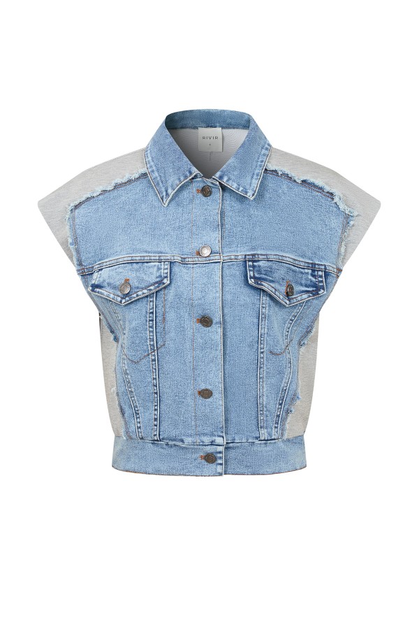 JI030 / RIVIR<br/>Knit Denim Mix Vest