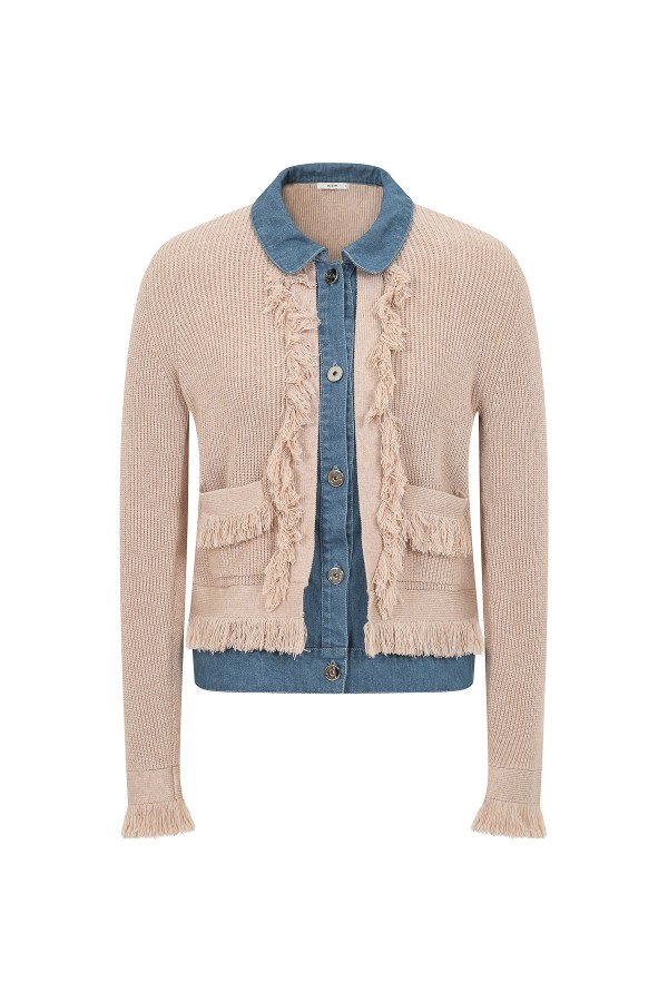 JI154 / RIVIR<br/>Knit Denim Mix Media Jacket