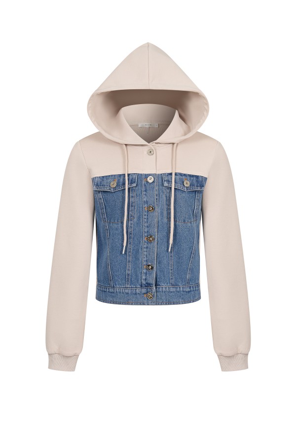 JI273 / RIVIR<br/>Mix Media Hooded Jacket