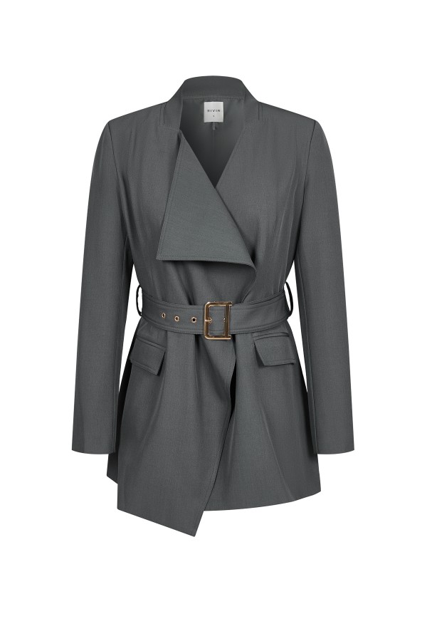 JO328 / RIVIR<br/>Thea Woven Draped Jacket With Belt
