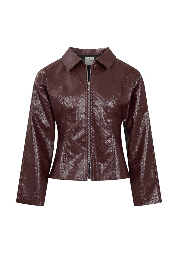 JO342 / RIVIR<br/>Giselle Woven PU Double Zip Jacket