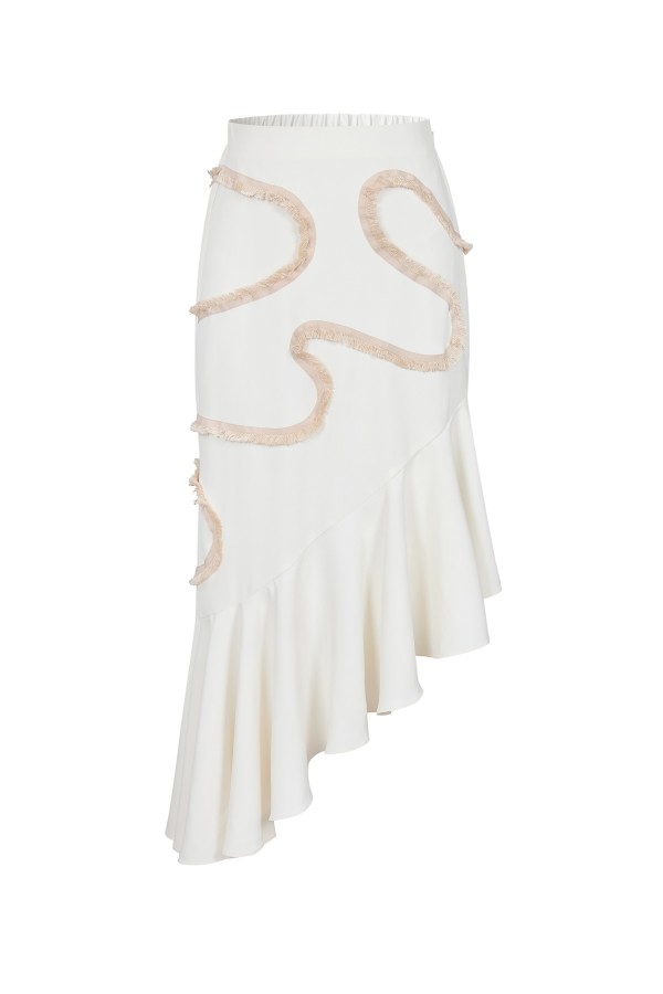 KI095 / RIVIR<br/>woven skirt with ruffle detail