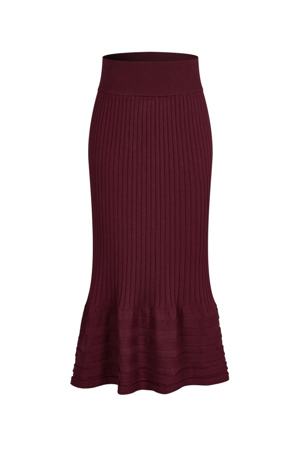 KI187 / RIVIR<br/>Stripe Texture Midi Skirt