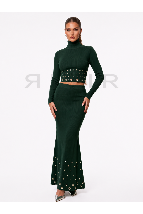 KI238 / RIVIR<br/>Grommet Studs Detail Skirt