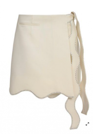 KO145 / RIVIR<br/>WOVEN MINI SKIRT WITH RHINESTONES DETAIL