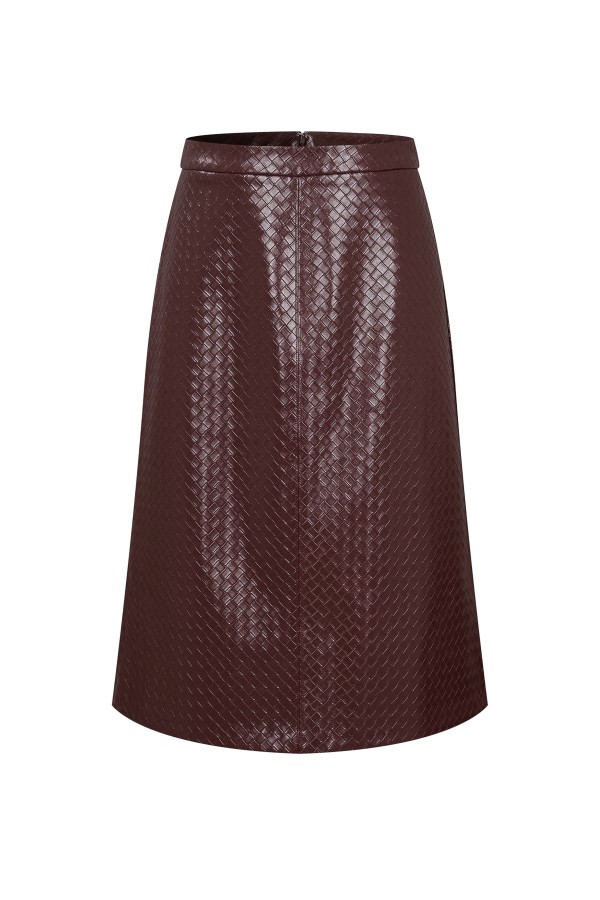 KO436 / RIVIR<br/>Giselle Woven Effect Pu A Line Skirt