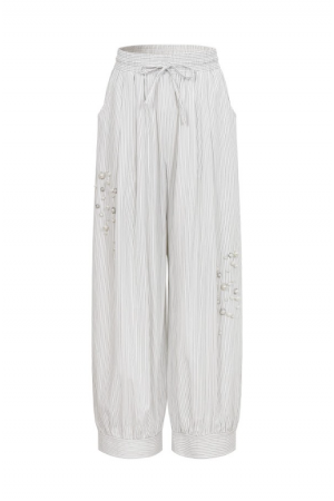 PI062 / RIVIR<br/>The Eloquence Oxford Embellished Stripe Balloon Pants