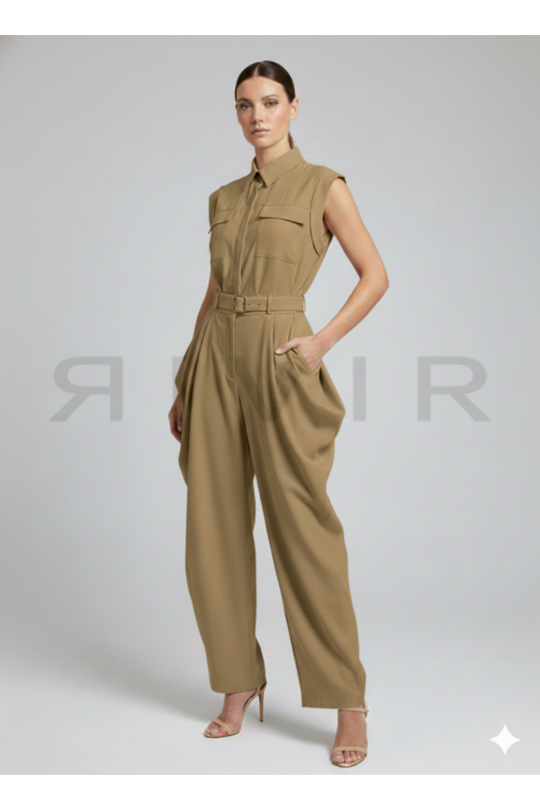 PI075 / RIVIR<br/>Ruched Safari Jumpsuit