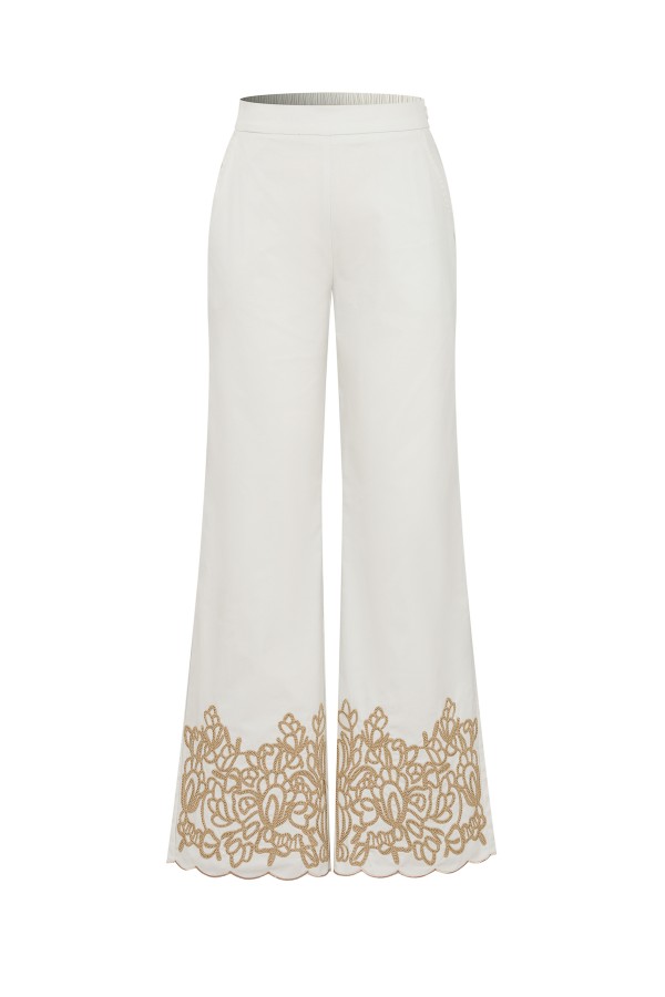 PI104 / RIVIR<br/>Embroidered Poplin Palazzo