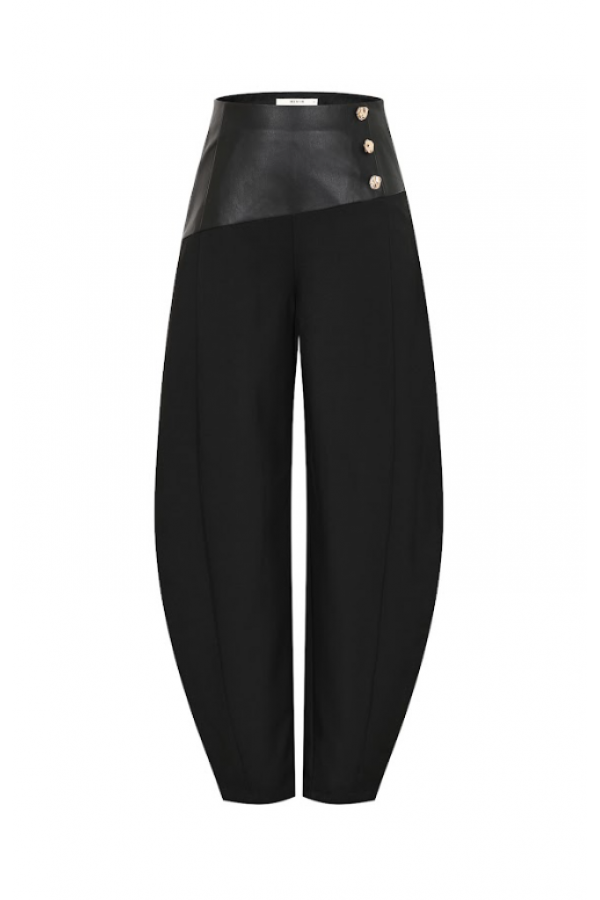 PI114 / RIVIR<br/>Leather Mix Twill Balloon Pants