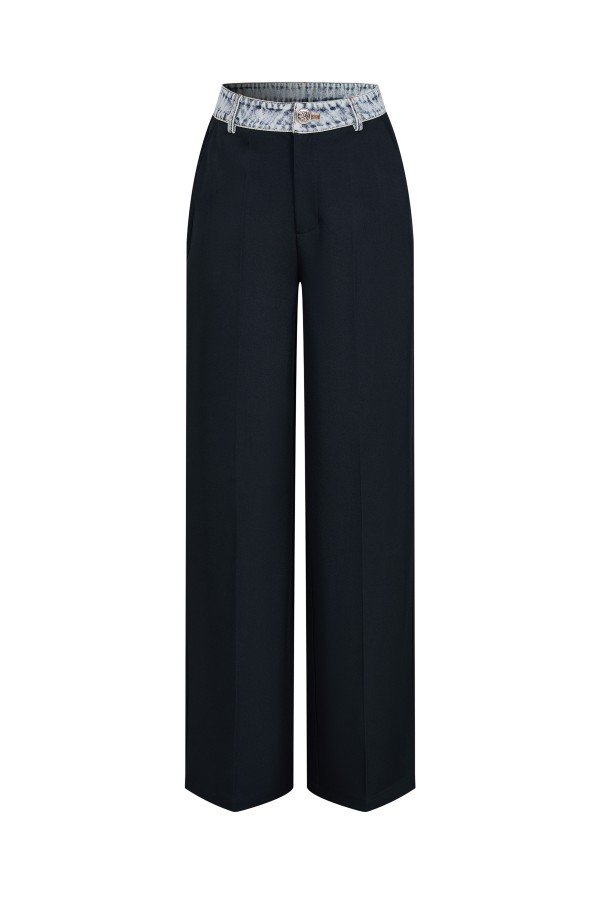 PI130 / RIVIR<br/>Mix Media Wide Leg Pants