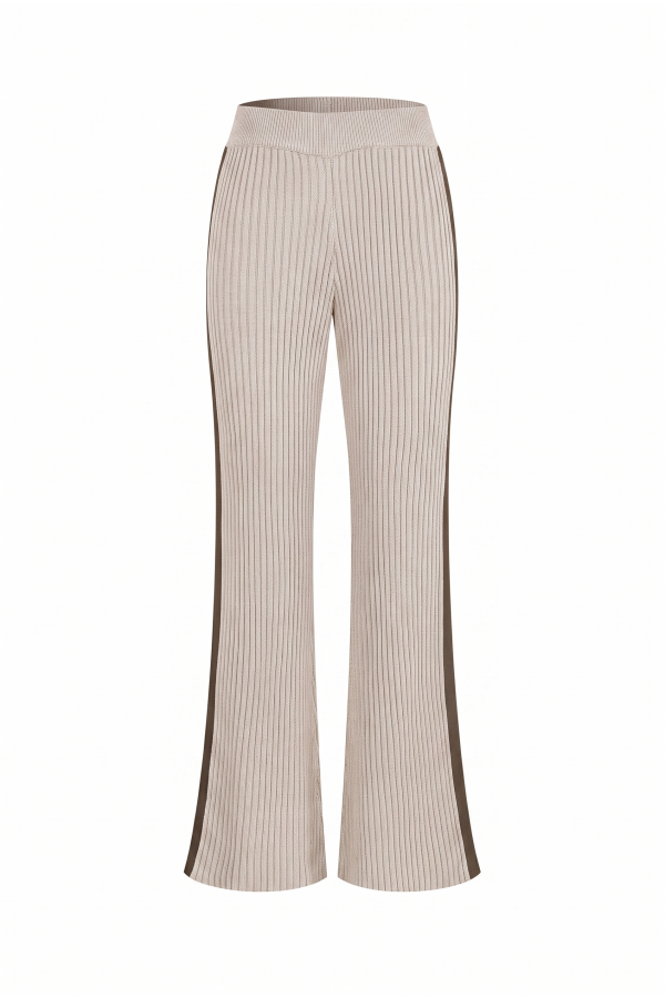 PI167 / RIVIR<br/>Ribbed Suede Stripe Wide Pants