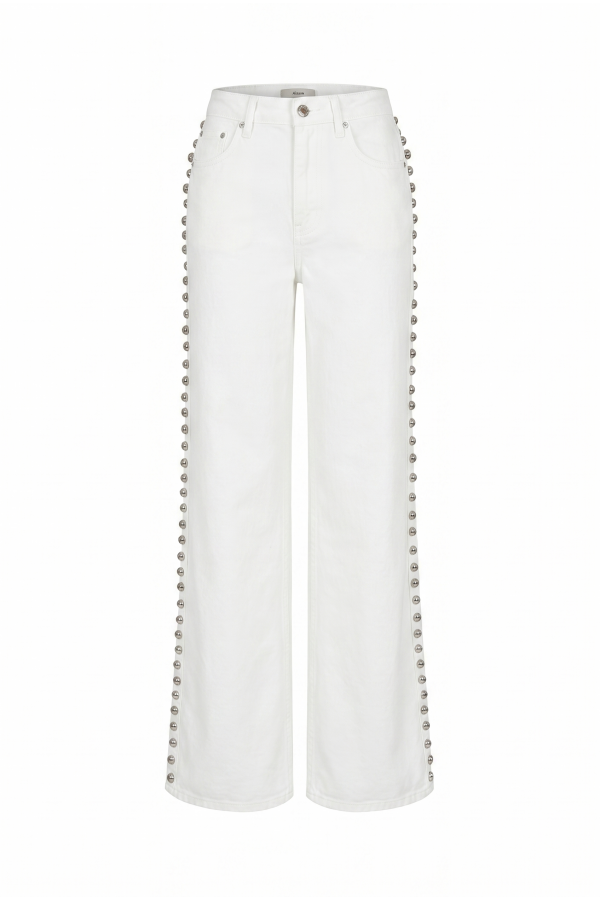 PI170 / RIVIR<br/>Stud Detail Wide Leg Pamts