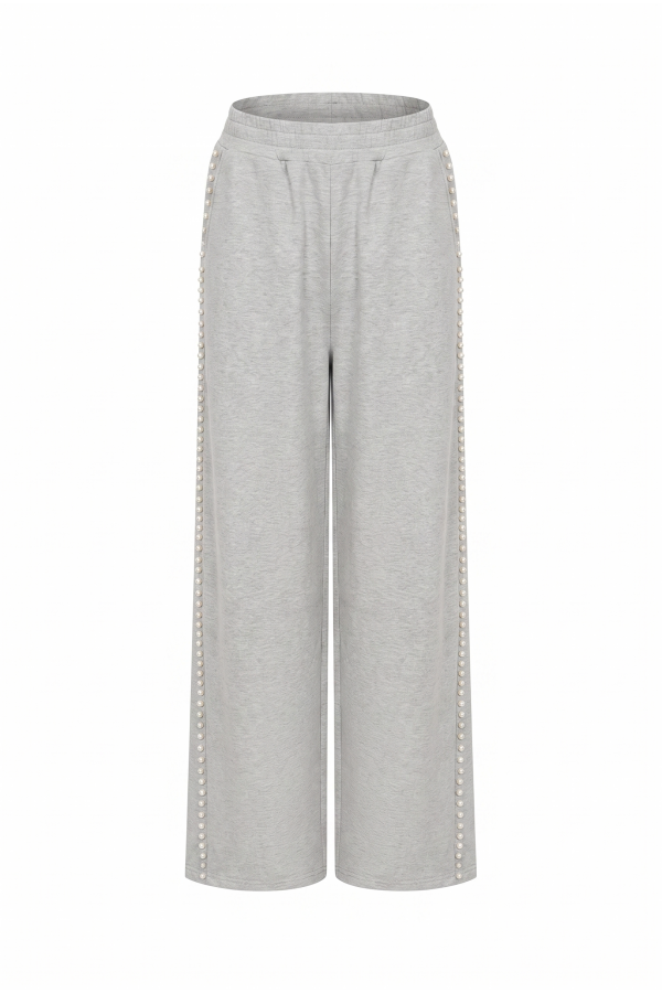 PK010 / RIVIR<br/>Pants with pearl trim detail