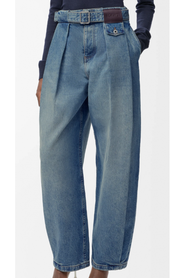PO190 / RIVIR<br/>Leonie Pleated Loose Fit Jeans With Belt