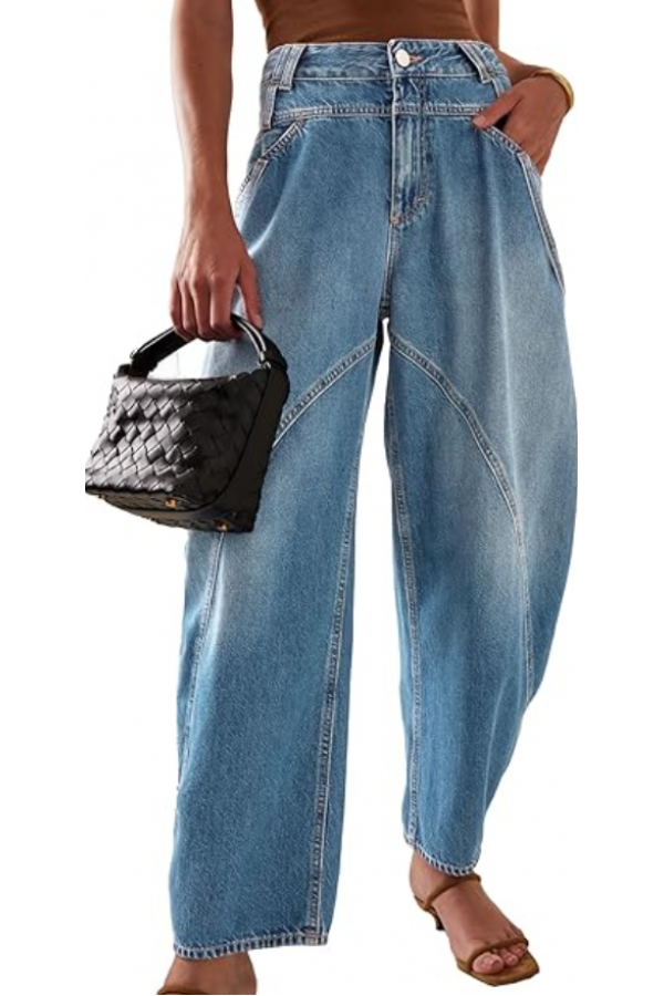PO240 / RIVIR<br/>Lou Denim High Waist Barrel Pants