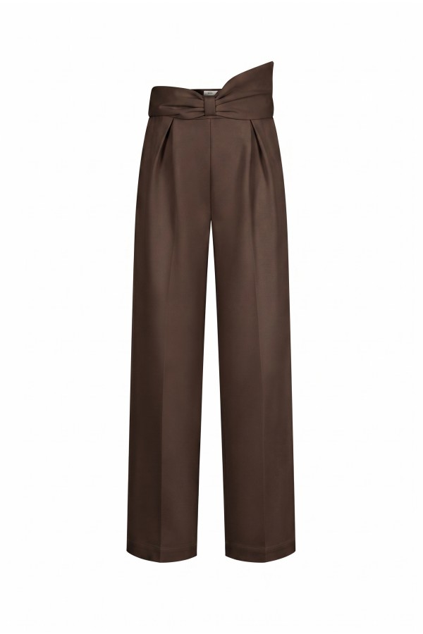 PO336 / RIVIR<br/>Marie Pleated Knit Pants With Bow