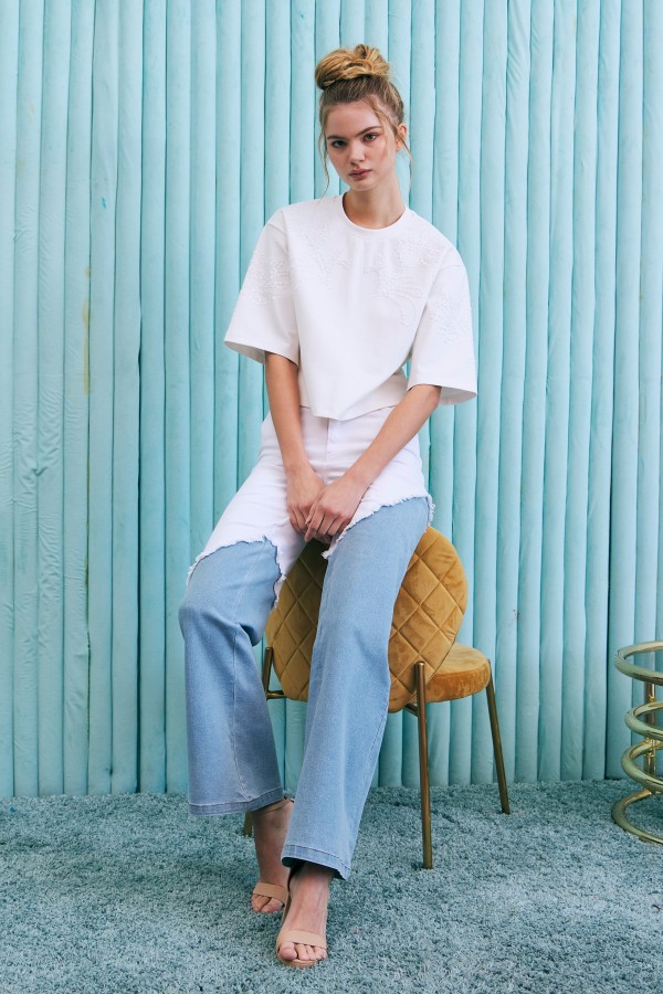 TI073 / RIVIR<br/>Sequin embellishment T shirt