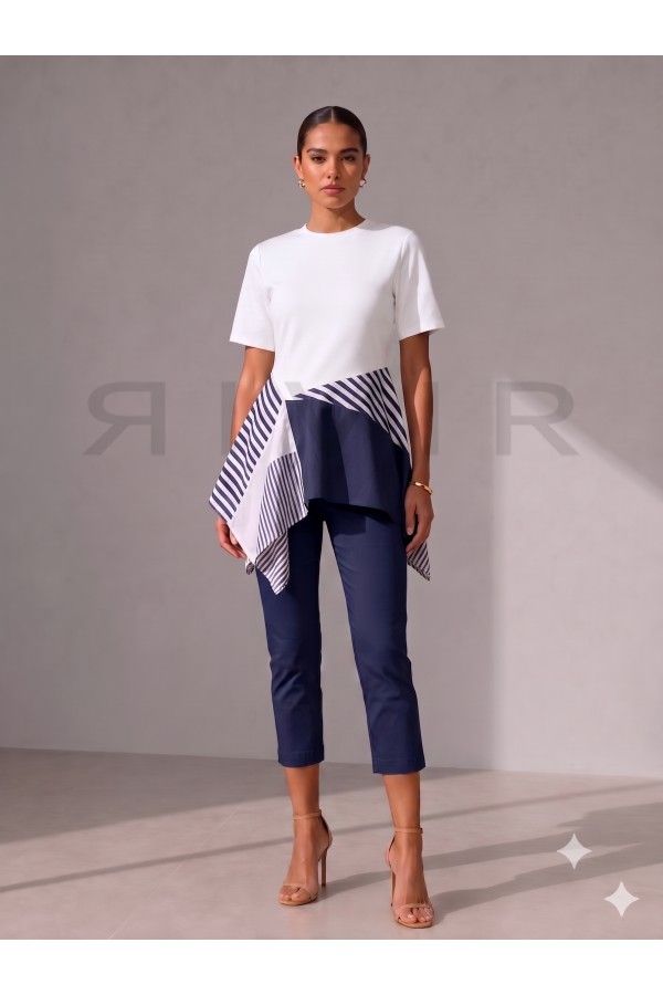 TI321 / RIVIR<br/>Striped Scarf Style Top