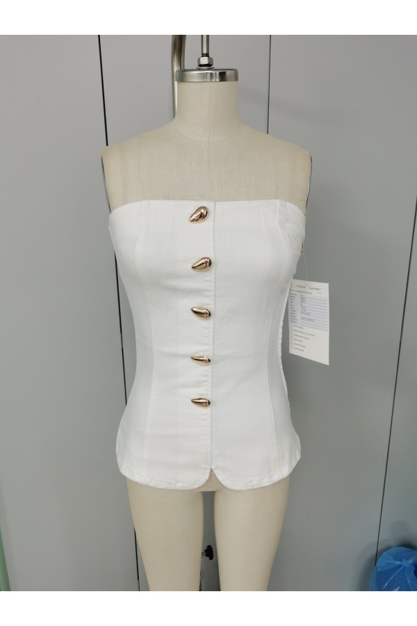 TM002 / RIVIR<br/>Nyla Strapless Denim Top