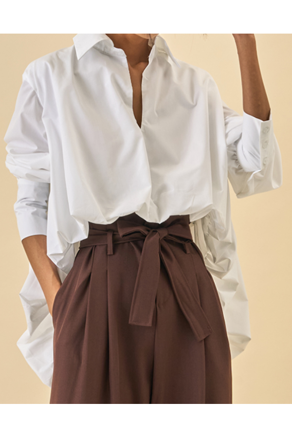 TO234-1 / RIVIR<br/>Woven Bubble High Low Shirt