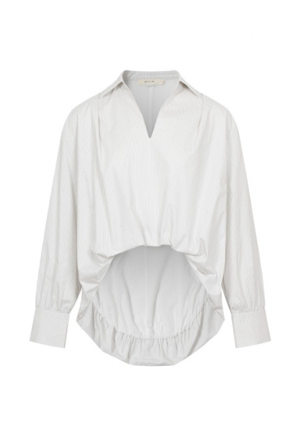 TO234 / RIVIR<br/>Stripe Bubble High Low Shirt