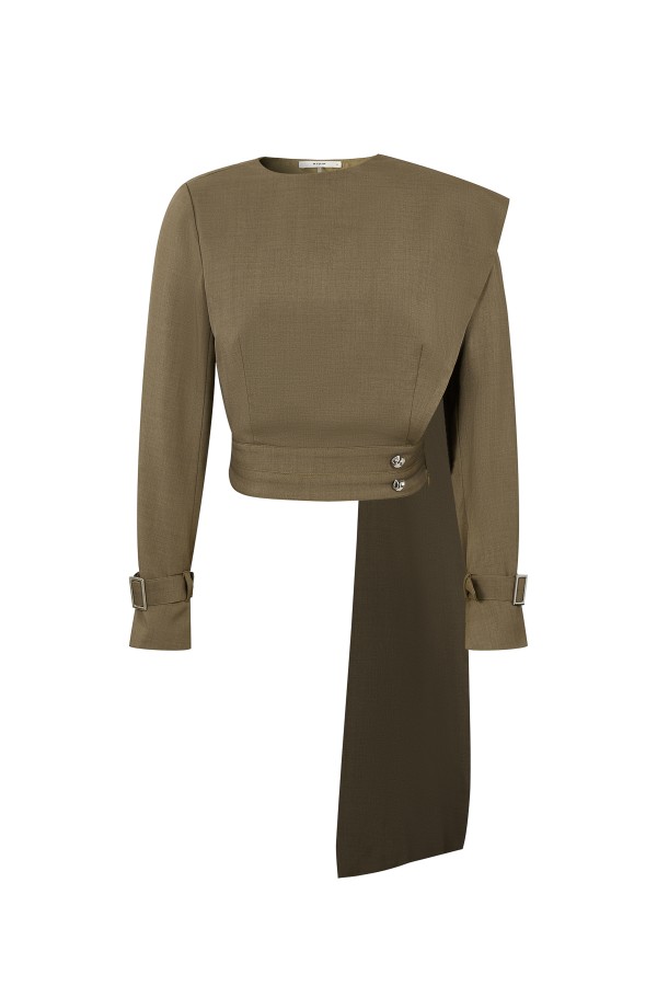 TO408 / RIVIR<br/>Joelle Woven Around The Neck Long Slv Top