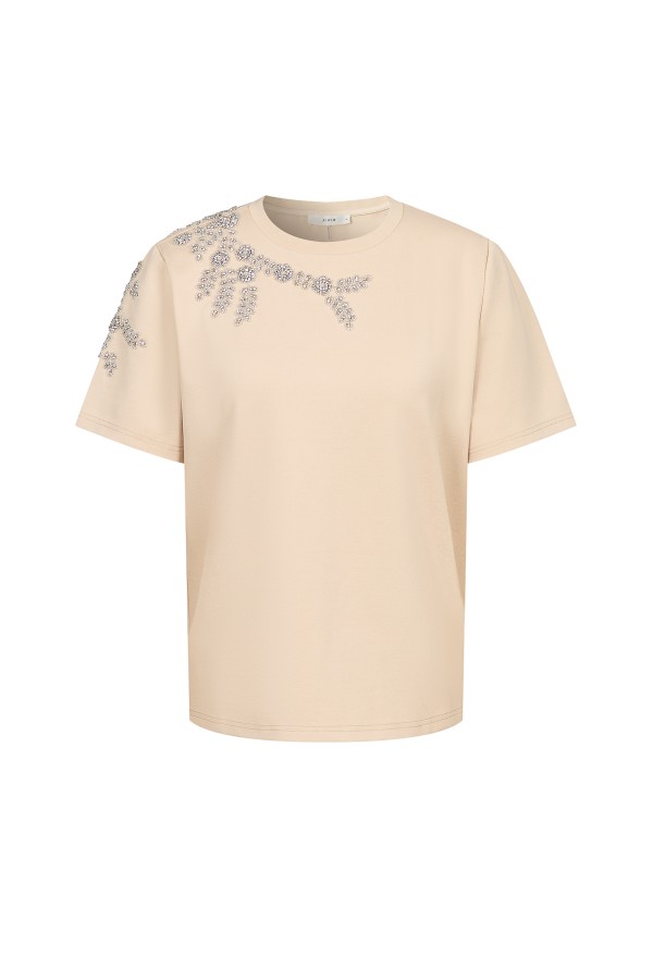 TR002 / RIVIR<br/>Short Slv Tshirt With Beaded Applique
