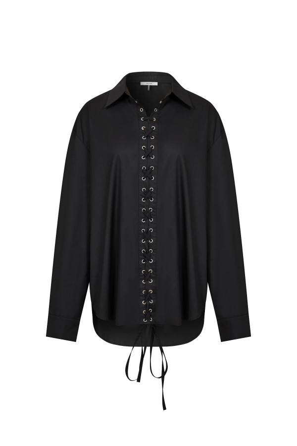 TR031 / RIVIR<br/>Woven Shirt With Lace Up