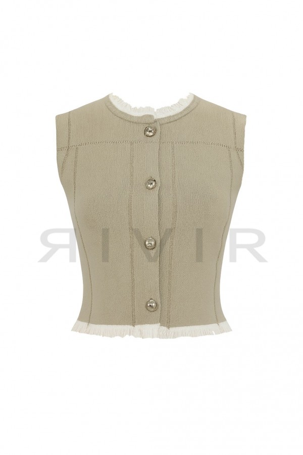 VM025 / RIVIR<br/>KNIT VEST WITH FRINGE DETAIL